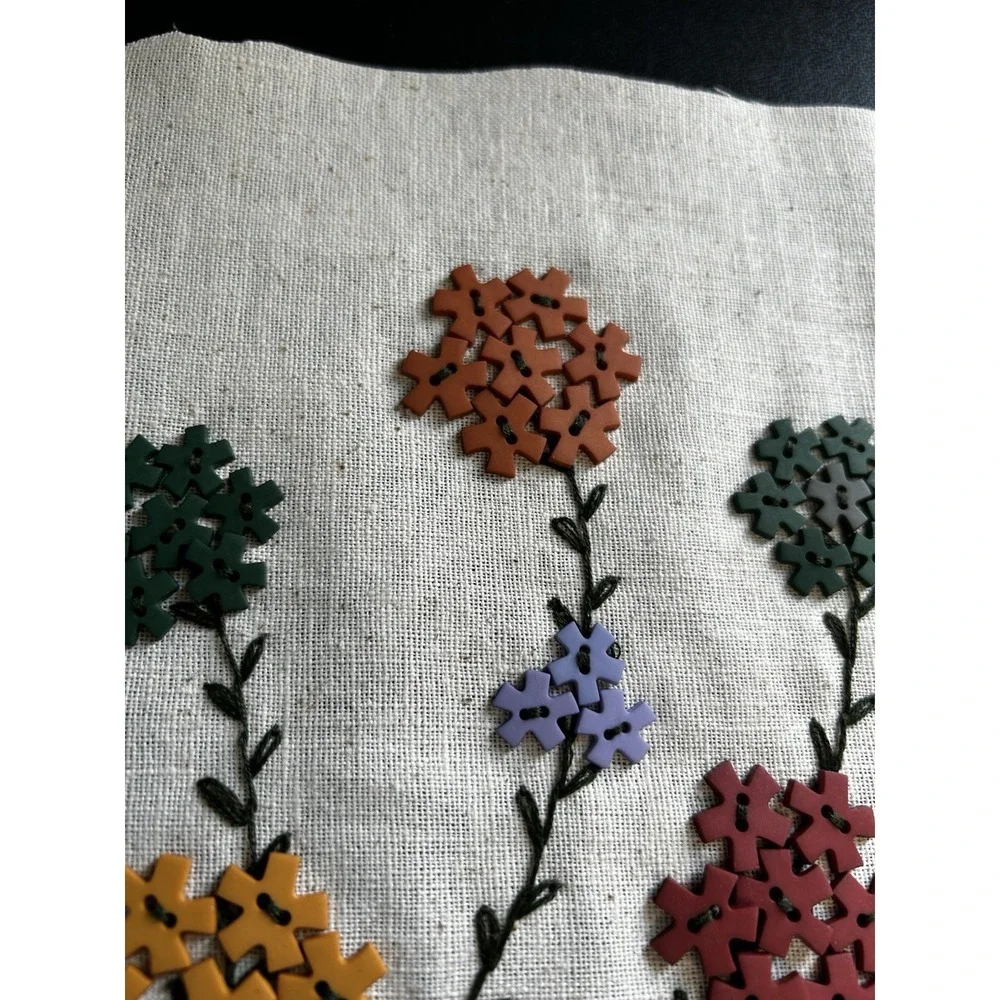 Vintage Decorative Hand Embroidered Floral Cotton Textile Tapestry 19 X‎ 15.5